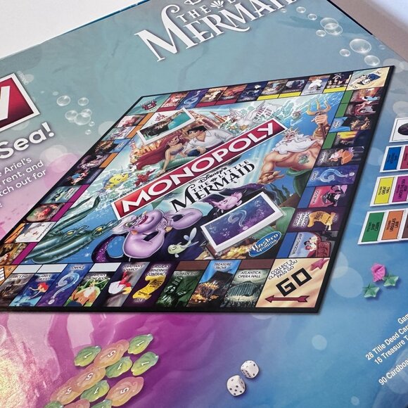 Monopoly Disneys The Little Mermaid Edition 8+ Ariel Ursula Eric Sabastian NEW - Picture 3 of 8
